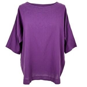 NEW Bryn Walker Ruse Top Passion Flower Purple 100% Linen Boat Neck NWT Small S